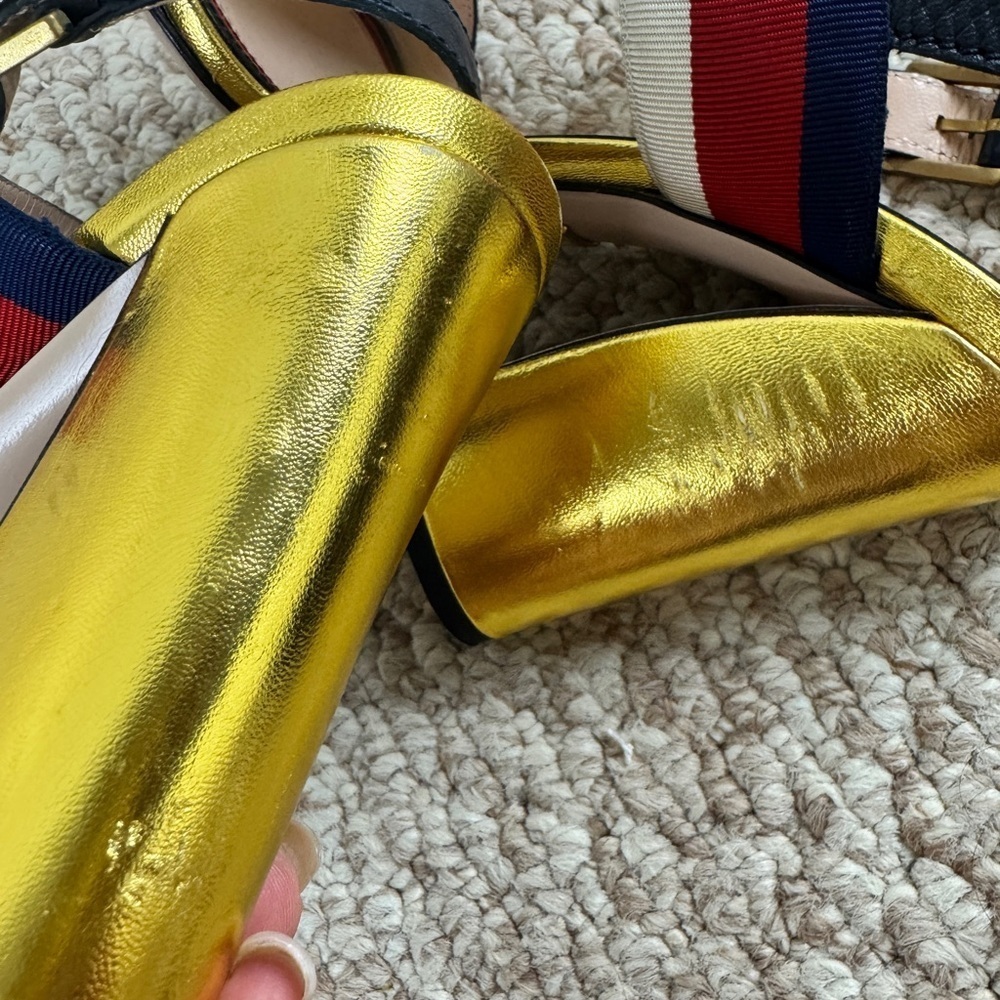 Gucci SYLVIE WEB Grosgrain Aline High Heel Sandals Size 36 1/2 - Picture 6 of 8